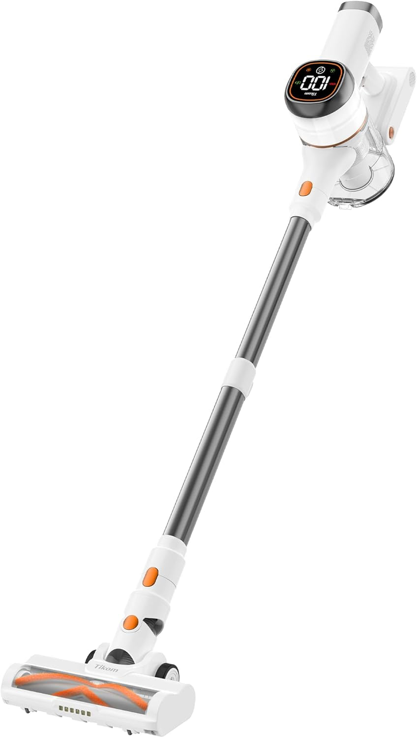 V500 Cordless Vacuum Cleaner for Home, 40000Pa/450W Stick Vacuum with LED Touch Screen, Charging Wall Dock, Anti-Tangle, Lightweight Handheld Vacuum for Pet Hair, Hard Floor, Carpet