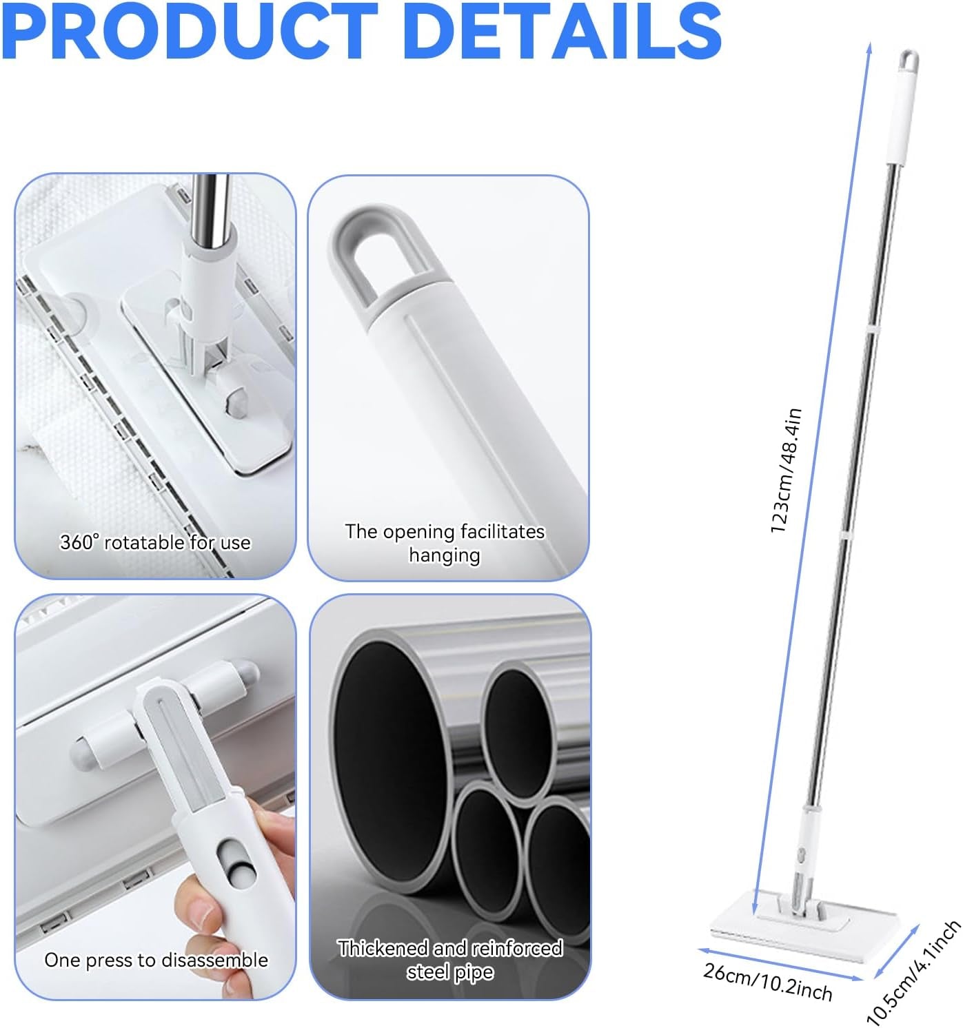 2026 New Upgraded Sweep & Mop Kit - Compatible with Swiffer Pads, Shark Teeth Snap Grip Mini Mop, Durable Hardwood Flooring, Marble Cleaning Tools, Home and Kitchen Essentials,With 11 Reuse Dry Cloths