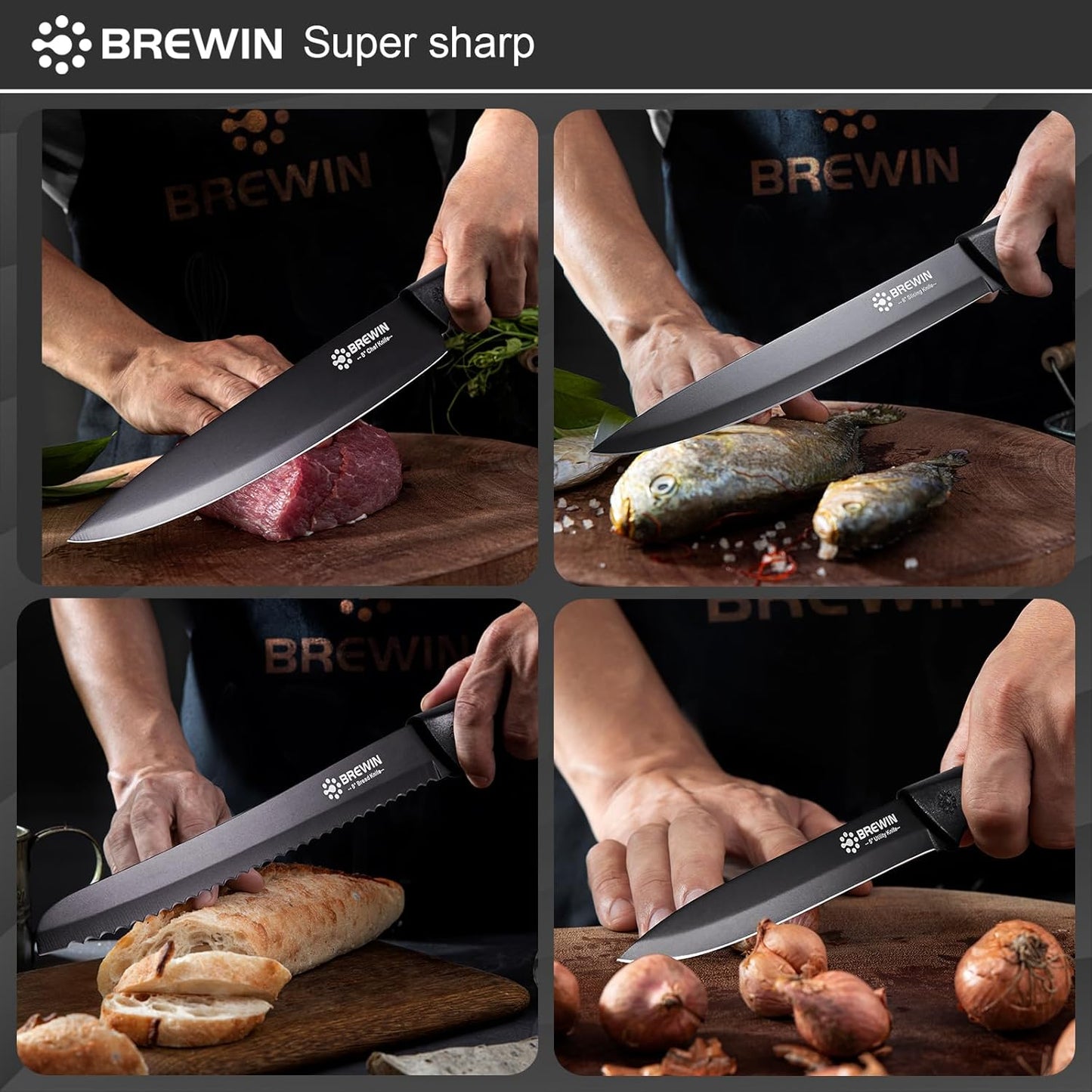 Knife Set, Kitchen Knife Set, Knives Set for Kitchen, Universal Knife Block, Utility Knife Block Set, New Home Essentials, Apartment Essentials, Dishwasher Safe