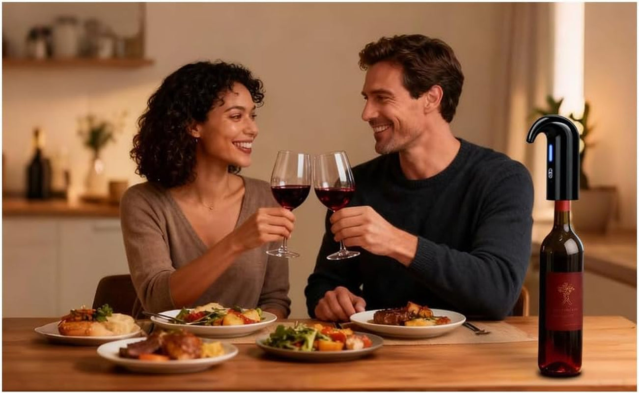 Electric Wine Aerator & Automatic Wine Dispenser, USB Rechargeable One-Touch Wine Decanter Pourer, Fast Aeration Wine Accessories Gift for Men & Women