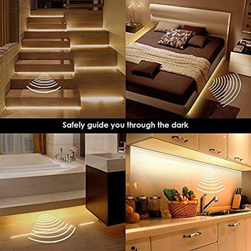 Motion Activated Bed Light, Flexible LED Strip Motion Sensor Night Light Bedside Lamp Illumination with Automatic Shut off Timer (Warm Soft Glow)