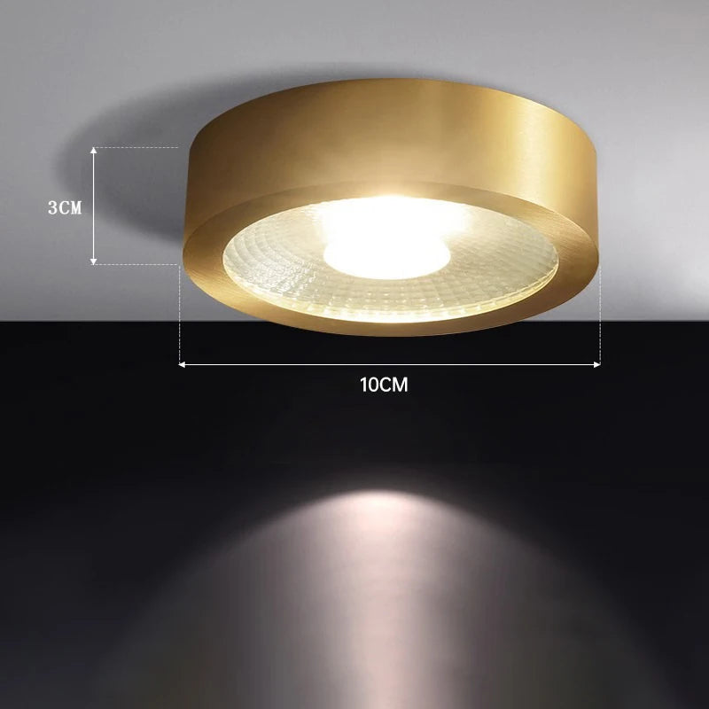 Copper downlights Nordic brief LED ceiling lights corridor lamp foyer balconies living room luxury circular spotlights