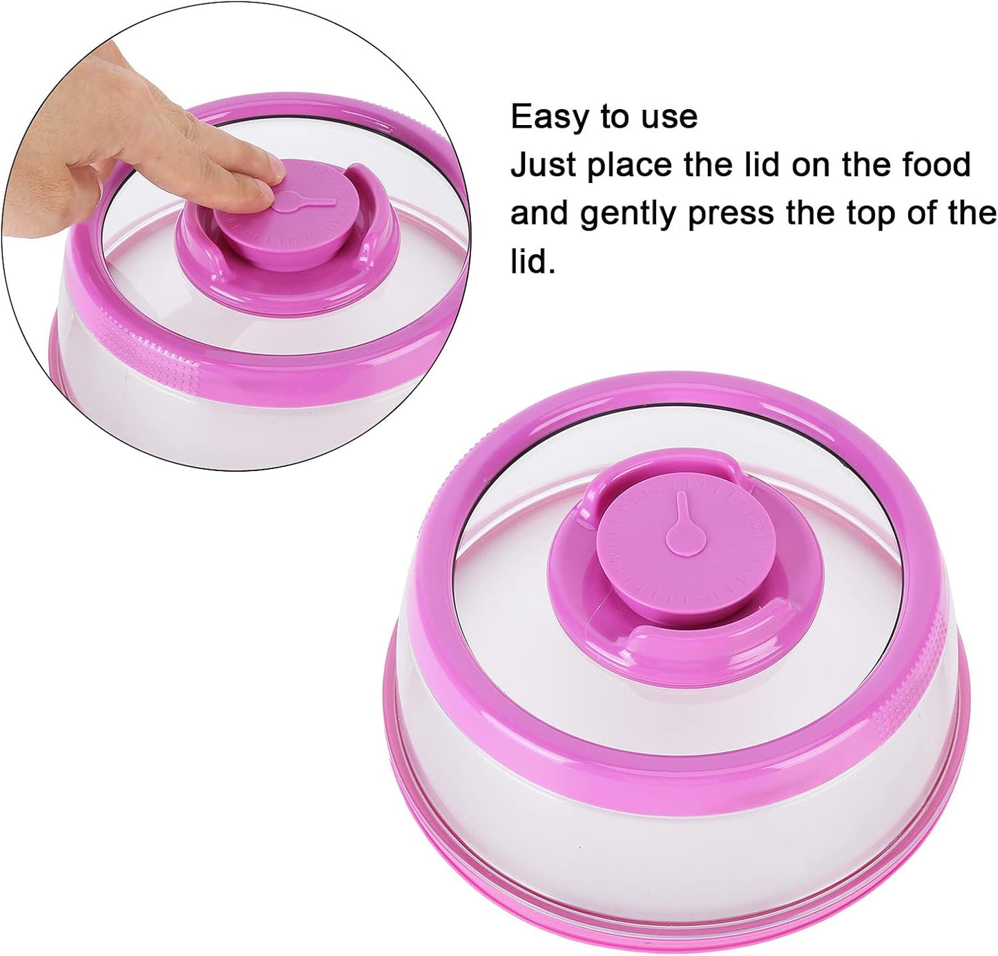 Universal Vacuum Air Tight Food Sealer Containers, round Vacuum Food Sealer Cover Vacuum Freshs Cover Tight Food Container Platter Lid for Kitchen (Purple)