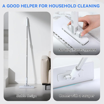 2026 New Upgraded Sweep & Mop Kit - Compatible with Swiffer Pads, Shark Teeth Snap Grip Mini Mop, Durable Hardwood Flooring, Marble Cleaning Tools, Home and Kitchen Essentials,With 11 Reuse Dry Cloths