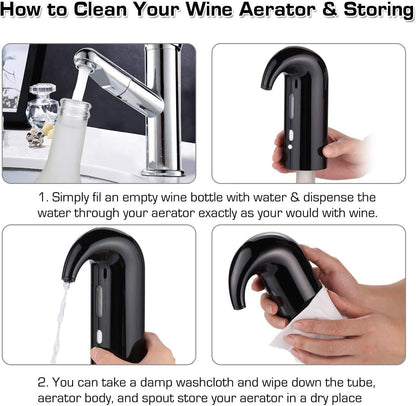 Electric Wine Aerator & Automatic Wine Dispenser, USB Rechargeable One-Touch Wine Decanter Pourer, Fast Aeration Wine Accessories Gift for Men & Women