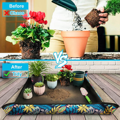 Repotting Mat for Plant Transplanting and Mess Control 29.5"X 29.5" Oxford Fabric Waterproof Potting Foldable Indoor Portable Gardening Tray Unique Gifts Lovers