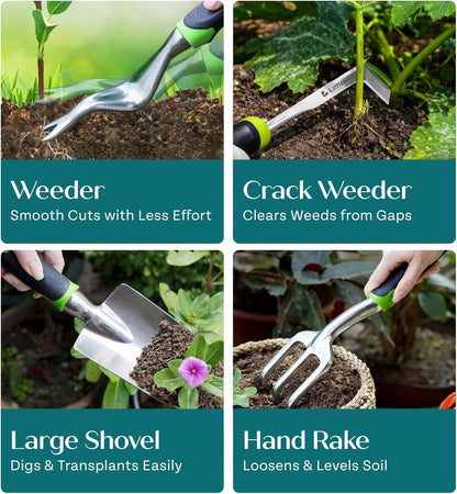 Heavy Duty Gardening Tools - Gardening Gifts for Women, Men, Mom, Dad - Durable, Ergonomic Garden Tools Set