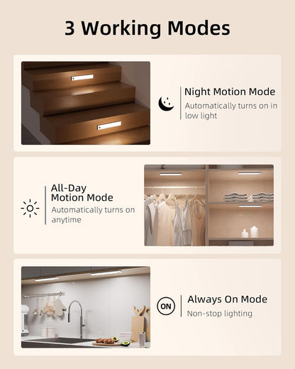 6-Pack under Cabinet Lighting with Charging Station, 2000Mah Rechargeable Wireless Motion Sensor Lights, 3 Color Temps, Dimmable, Timer, Magnetic, with Remote Control for Kitchen, Closet, Stair