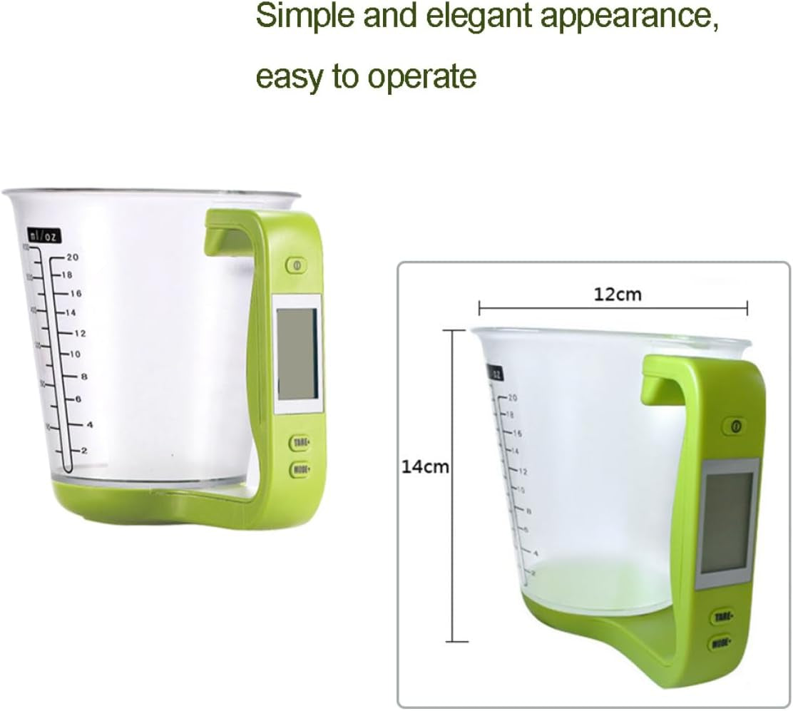 Kitchen Electronic Measuring Instrument Cup Multi Function Digital Measuring Jug Kitchen Weigh Temperature Volume Cup Scale with Detachable Lcd Display Green