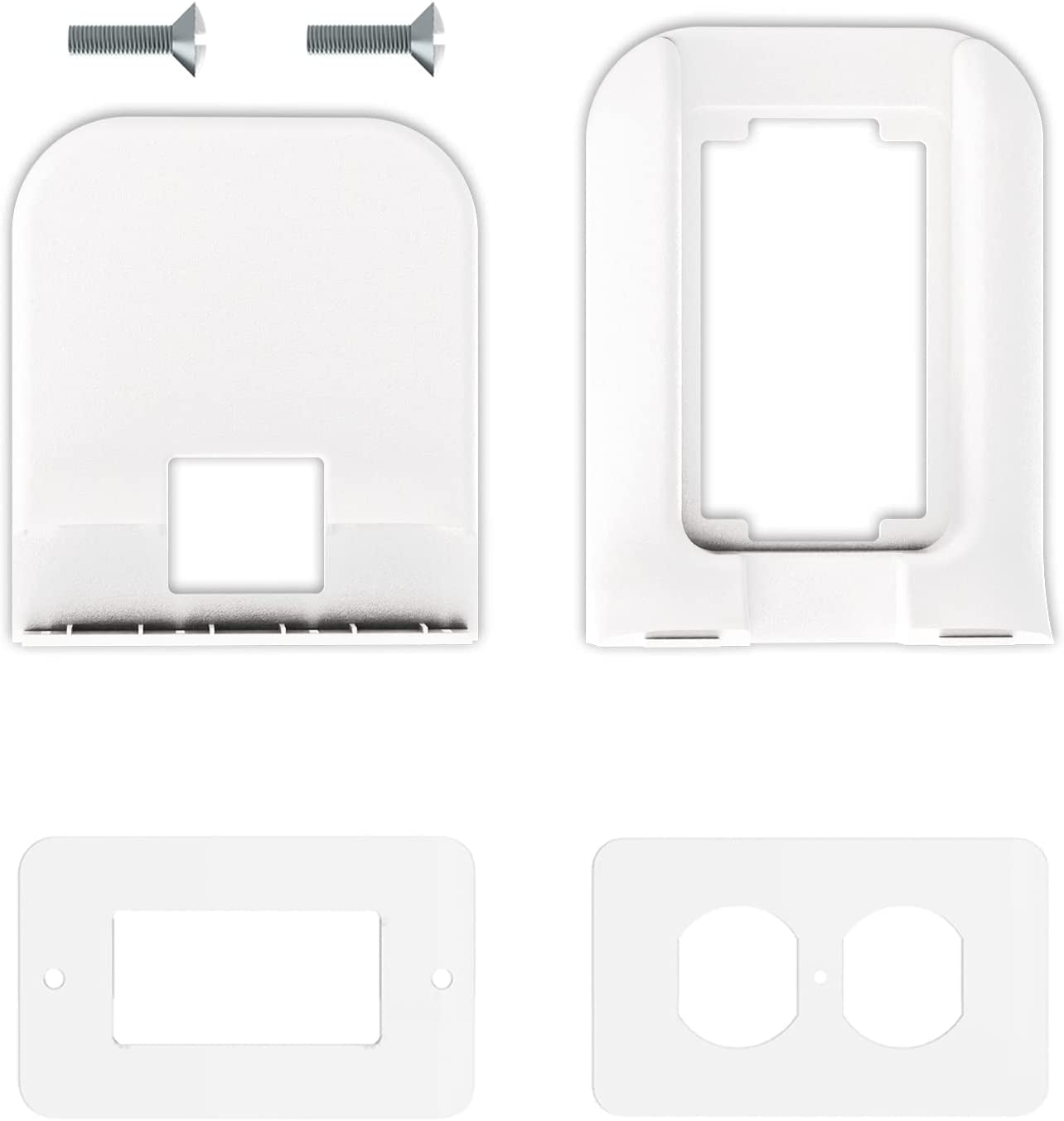 Outlet Shelf Wall Holder, Bathroom Shelf up to 10Lbs Standard Vertical Duplex Wall Organizer for Smart Home Decor Space Saving Power Tools, Toothbrush (OLS001-W), 1 Pack, White