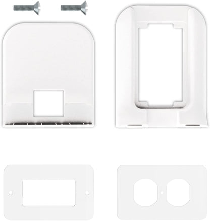 Outlet Shelf Wall Holder, Bathroom Shelf up to 10Lbs Standard Vertical Duplex Wall Organizer for Smart Home Decor Space Saving Power Tools, Toothbrush (OLS001-W), 1 Pack, White