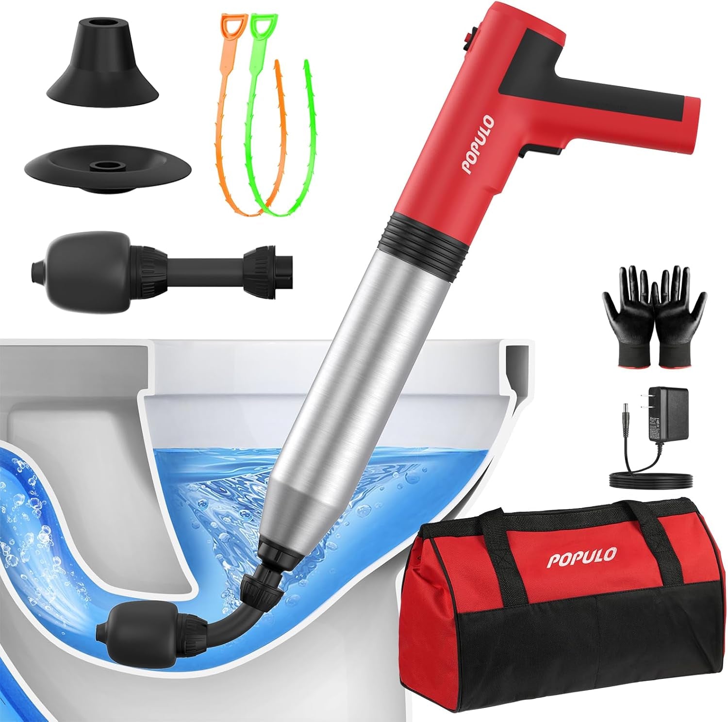 Electric Toilet Plunger High Pressure Drain Unclogger Plungers for Bathroom, Floors, Heavy Duty Versatile Home Toilet Unclogger Tool
