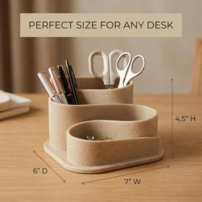 Aesthetic Desk Organizer - Aesthetic Office Desk Accessories - Boho Pen Holder - Neutral Beige Desk Accessories - Home Office Essentials for Women - Cute Pencil Holder