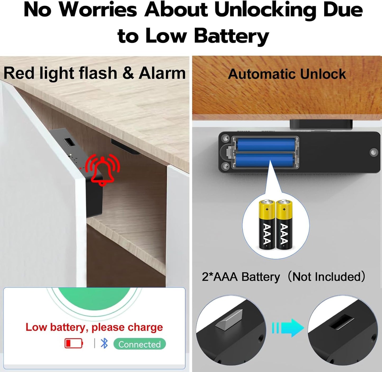 Cabinet Lock NFC RFID Card  Slim Hidden Drawer Lock for Child Safety Cupboard Door Liquor File Kitchen Pantry Furniture Double-Layer Drawer No Drilling Required Black