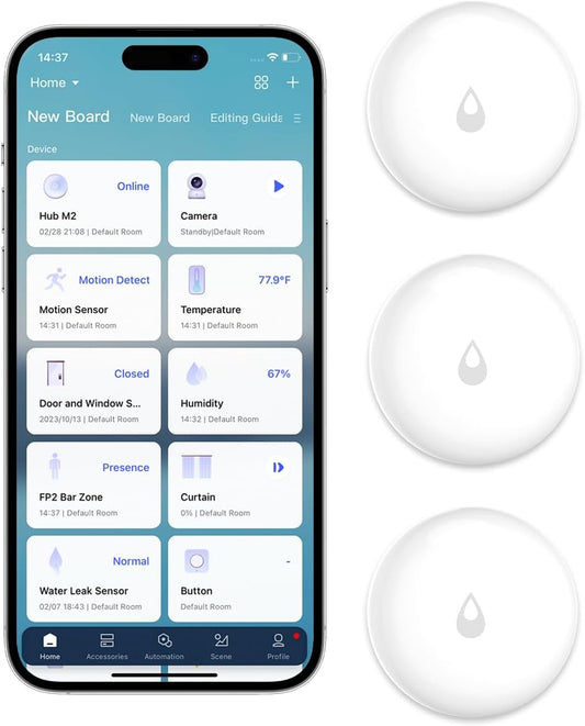 Water Leak Sensor 3 Pack, Zigbee Wireless Water Leak Detector for Alarm System and Smart Home Automation, Requires  HUB, App Notifications, for Kitchen, Bathroom, Basement, Works with IFTTT