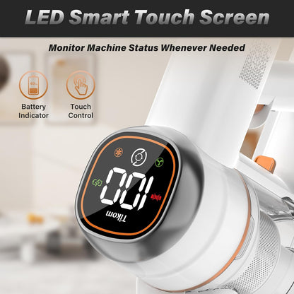 V500 Cordless Vacuum Cleaner for Home, 40000Pa/450W Stick Vacuum with LED Touch Screen, Charging Wall Dock, Anti-Tangle, Lightweight Handheld Vacuum for Pet Hair, Hard Floor, Carpet