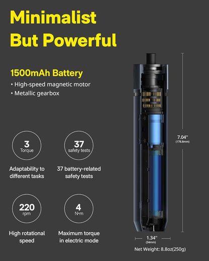 Electric Screwdriver Kit, Upgraded 1/4'' Hex 25 Bits, Magnetic Lid, Rechargeable Cordless Screwdriver, 1500Mah Battery, LED Light, Ideal for Furniture Assembly, Home Repair & Garage Projects
