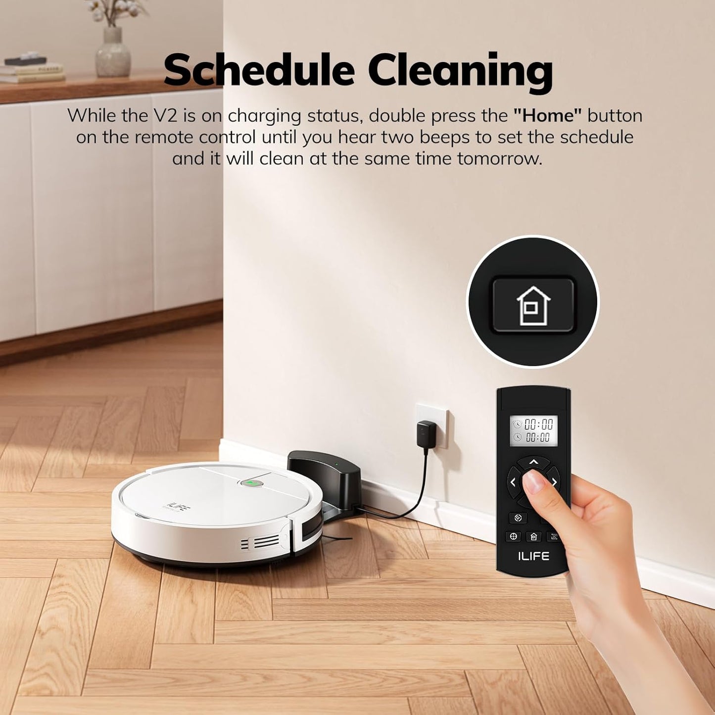 V2 Robot Vacuum Cleaner, Tangle-Free Suction, 120 Mins Runtime, Slim, Self-Charging Robotic Vacuum Cleaner, Ideal for Pet Hair and Hard Floors