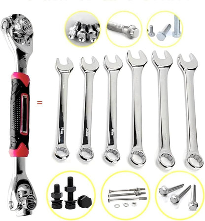 Universal Socket Wrench 48 in 1 Wrench Multifunction Wrench Tool with 360 Degree Rotating Head, Spanner Tool for Home and Car Repair