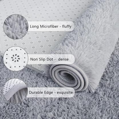 Soft Runner Rugs for Bedroom Living Room Plush Fluffy Rug 2X6 Feet, Shag Furry Area Rug Carpet Non Shedding for Nursery Children Kids Girls Room Home Decorative, Grey