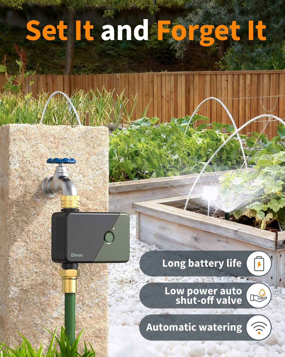 Brass Wifi Water Timer, Smart Hose Sprinkler Timer Compatible with Alexa/Google Assistant, 6 Irrigation Plans, Rain Delay & Mist Mode for Garden Lawns (2.4Ghz Only)