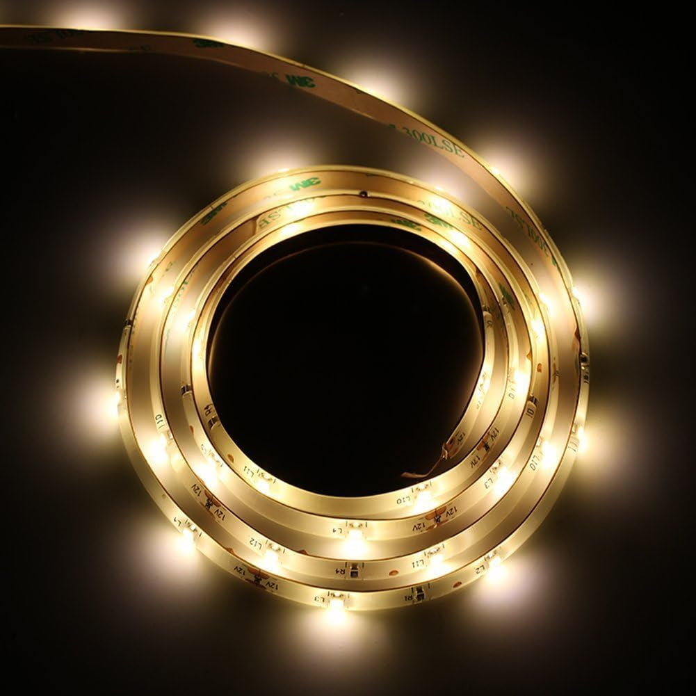 Motion Activated Bed Light, Flexible LED Strip Motion Sensor Night Light Bedside Lamp Illumination with Automatic Shut off Timer (Warm Soft Glow)