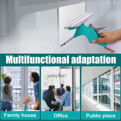 4 in 1 Window Cleaning Kit,Multifunction Window Cleaner Tool with Spray Bottle Squeegee & Microfiber Washer Head for Indoor Outdoor Glass Shower Car