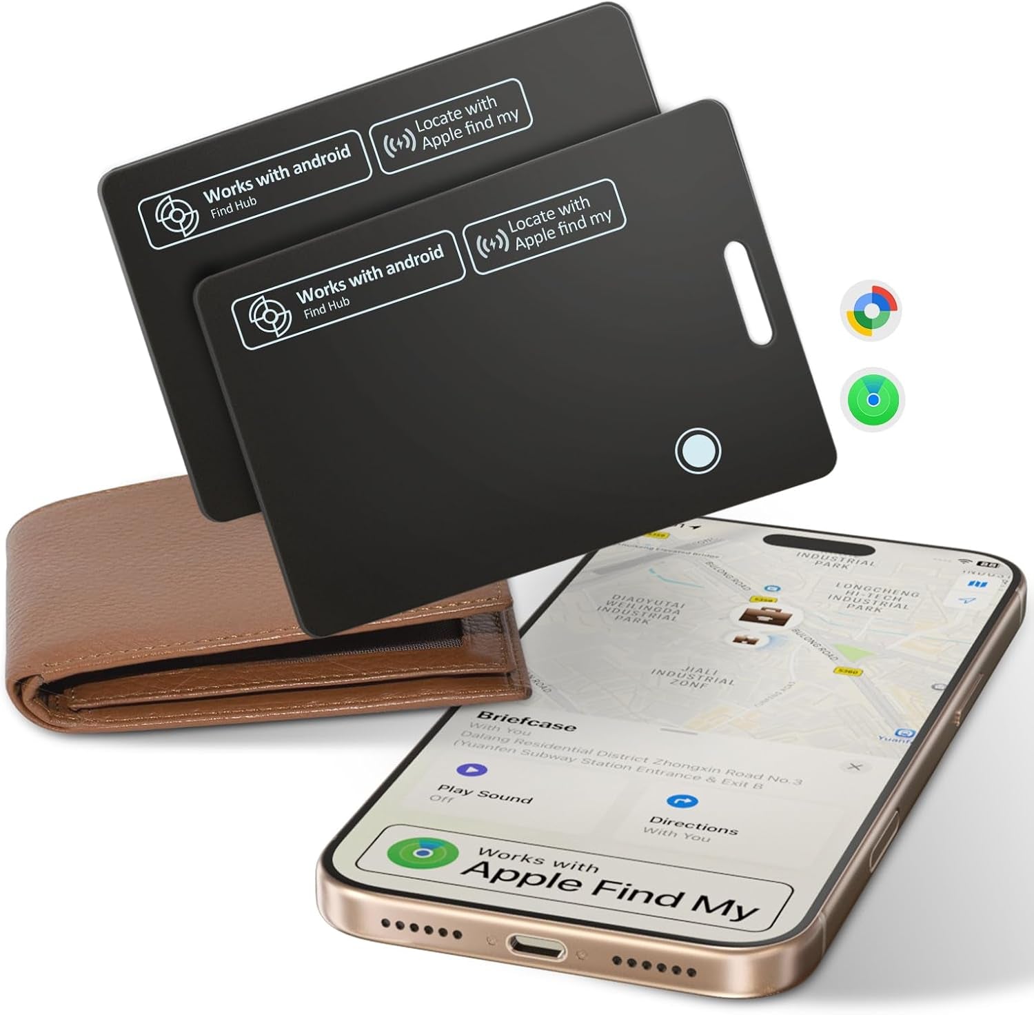 Rechargeable Wallet Tracker Card for Apple Find My & Android, IP67 Waterproof Bluetooth Smart Tracker, Item Locator for Wallet Keys Luggage Backpack, 2 Pack