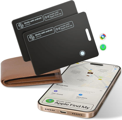 Rechargeable Wallet Tracker Card for Apple Find My & Android, IP67 Waterproof Bluetooth Smart Tracker, Item Locator for Wallet Keys Luggage Backpack, 2 Pack