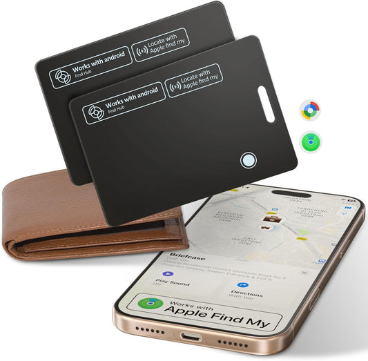 Rechargeable Wallet Tracker Card for Apple Find My & Android, IP67 Waterproof Bluetooth Smart Tracker, Item Locator for Wallet Keys Luggage Backpack, 2 Pack