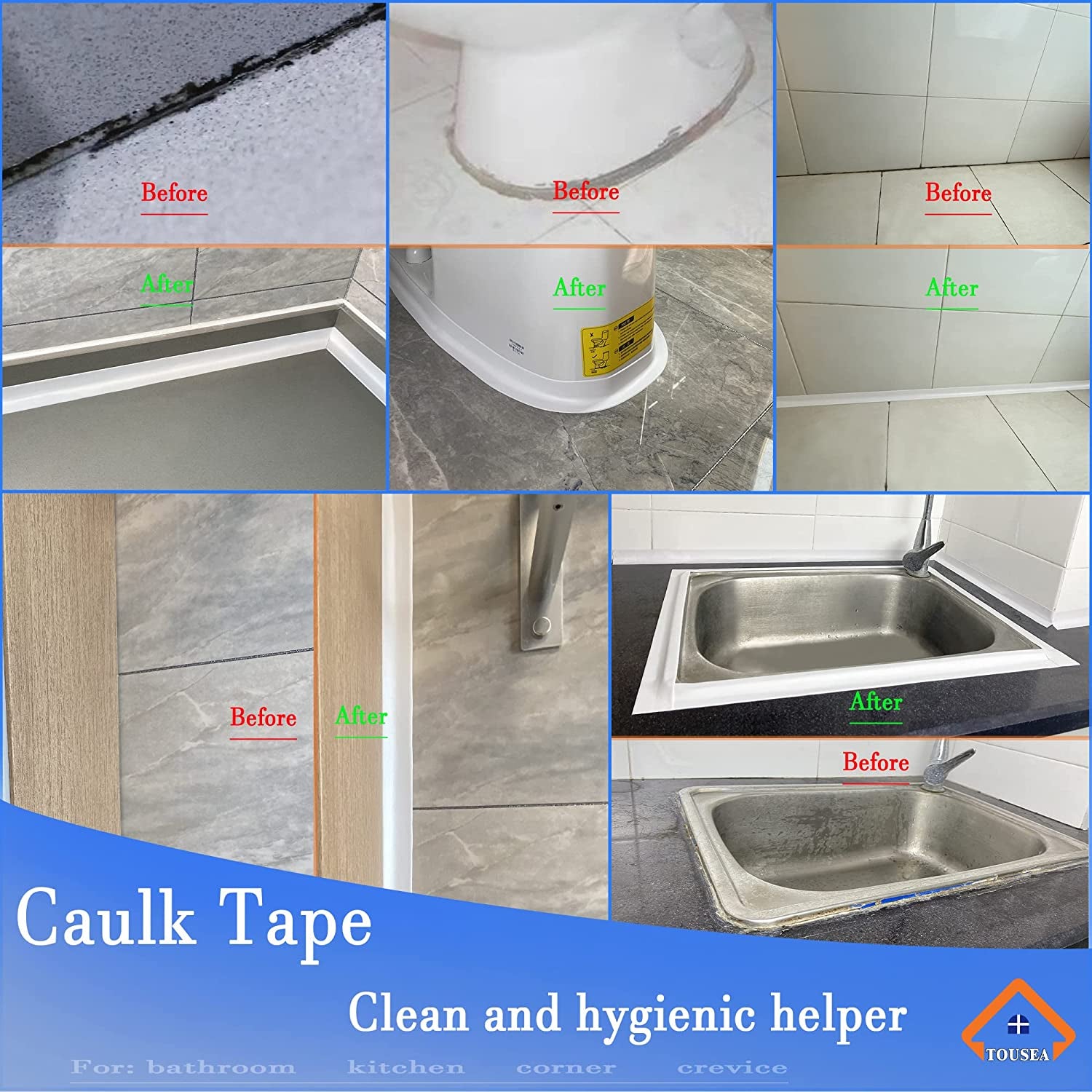Professional Waterproof Caulk Strip - Self Adhesive White Sealing Tape for Toilet, Tub, Wall Edge - Decorative Wall Trim & Peel and Stick Backsplash Finisher - Renter Friendly, Easy Install