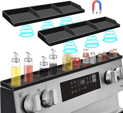 Stove Top for Silicone Shelf,30 Inch Magnetic Shelf over the Stove Spice Rack,Kitchen Organizer Magnet above Stovetop Back of Flat Storage Suctioned-Black