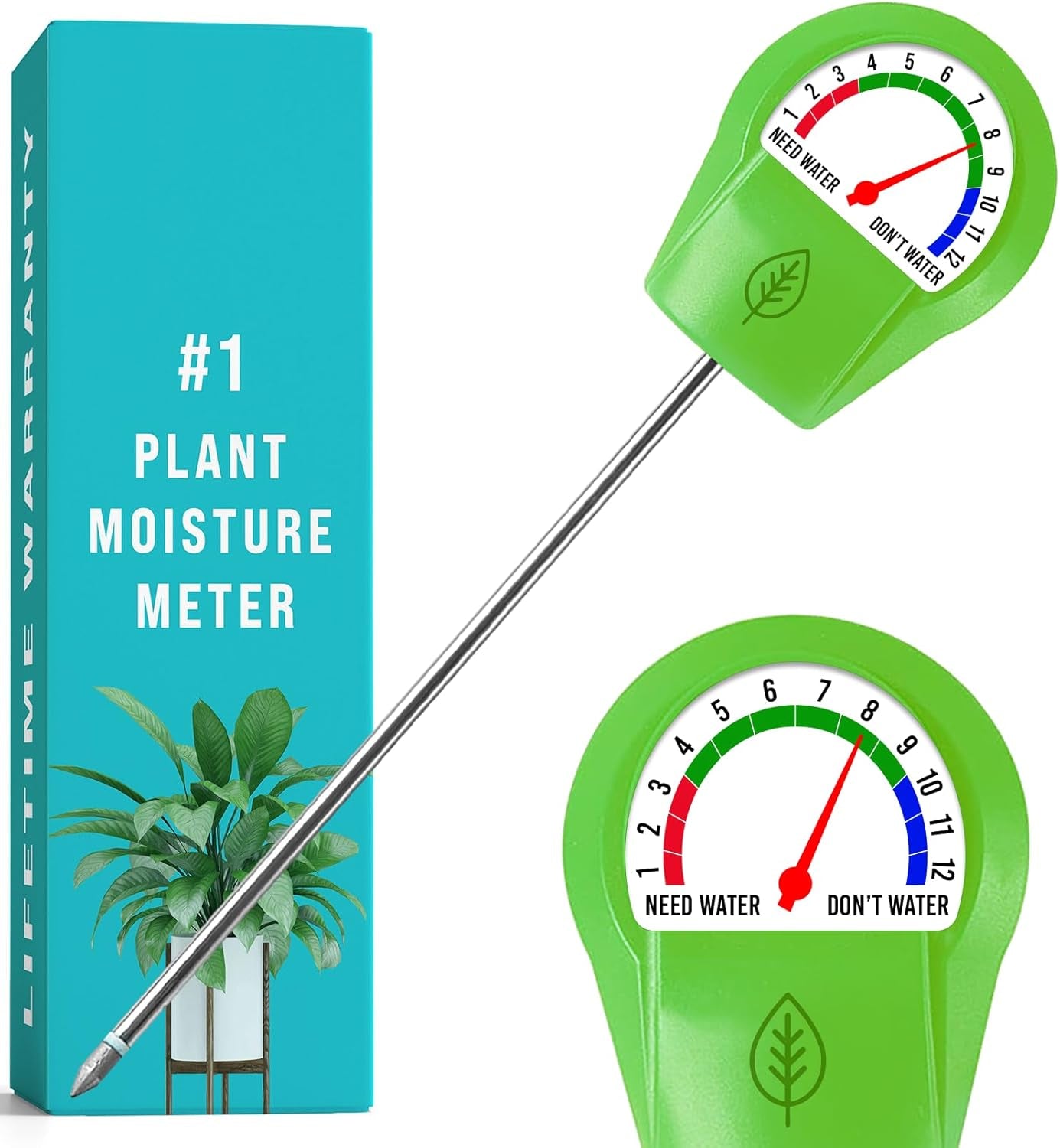 GROWIT Plant Moisture Meter - Accurately Tells You When to Water Your Plants - 26Cm, No Battery Needed