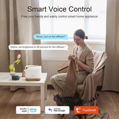 Essential Oil Diffuser for Home, Smart Wifi 700 Ml Humidifier, Easy Connect with Alexa and Google Home, Phone App & Voice Control, Customized Schedule Timers and LED Light - Yellow