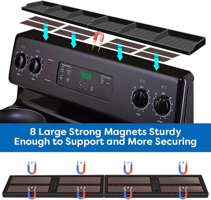 Stove Top for Silicone Shelf,30 Inch Magnetic Shelf over the Stove Spice Rack,Kitchen Organizer Magnet above Stovetop Back of Flat Storage Suctioned-Black
