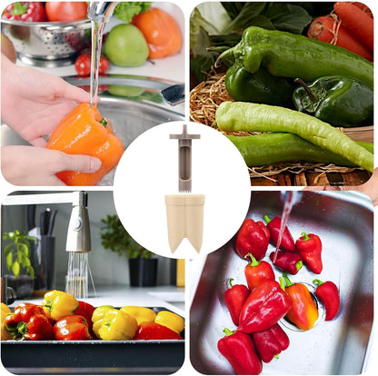2Pcs Pepper Deseeder, 2 in 1 Fruit & Pepper Corer, Set for Vegetables, Kitchen Gadget, Home & Camping (Off-White)