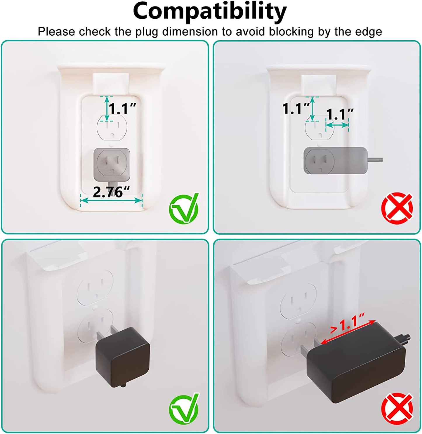 Outlet Shelf Wall Holder, Bathroom Shelf up to 10Lbs Standard Vertical Duplex Wall Organizer for Smart Home Decor Space Saving Power Tools, Toothbrush (OLS001-W), 1 Pack, White