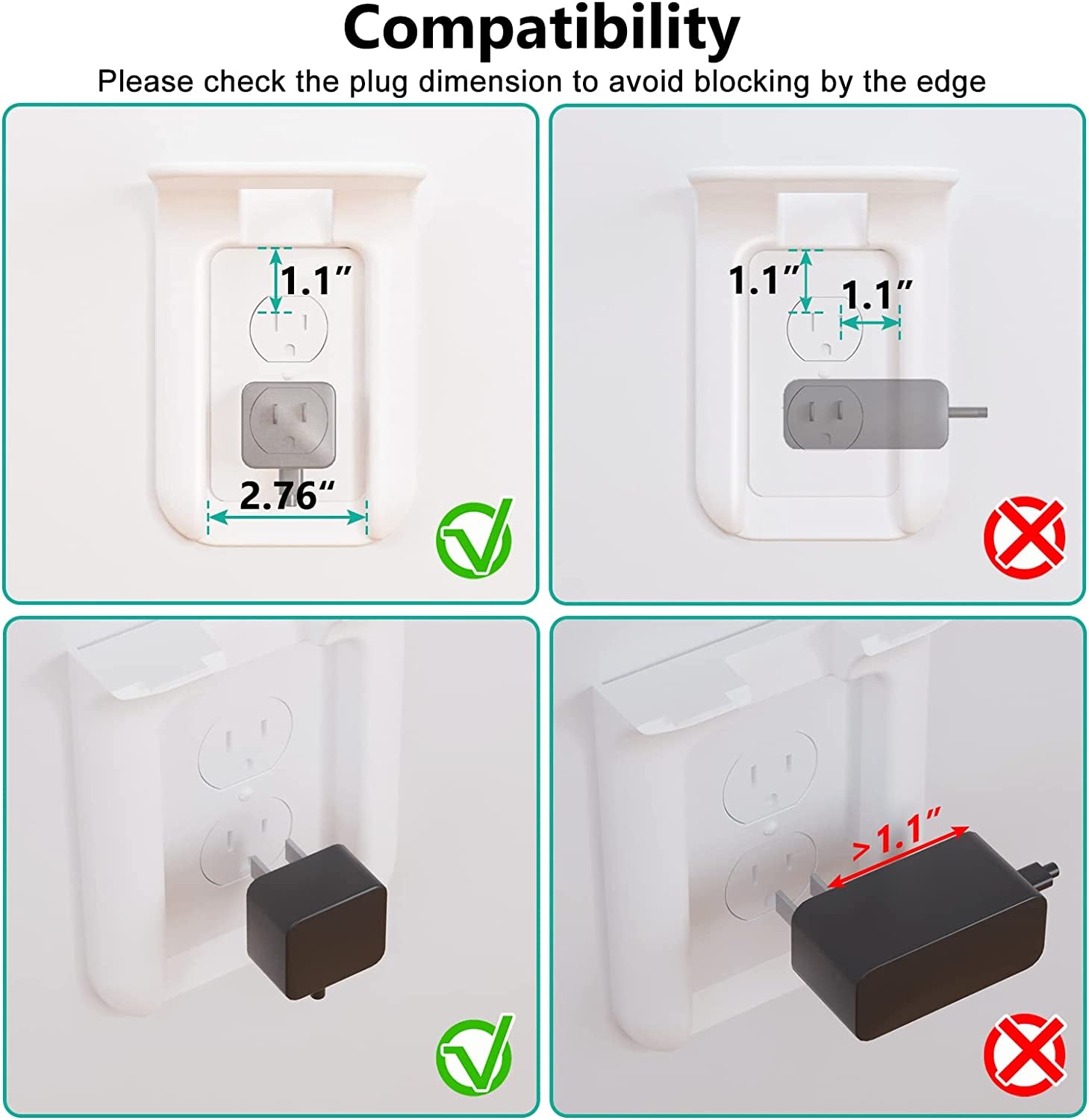 Outlet Shelf Wall Holder, Bathroom Shelf up to 10Lbs Standard Vertical Duplex Wall Organizer for Smart Home Decor Space Saving Power Tools, Toothbrush (OLS001-W), 1 Pack, White