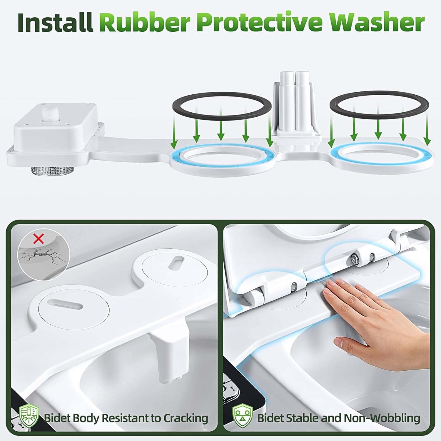 Bidet Attachment, Non-Electric Cold Water Bidet Toilet Seat Attachment with Pressure Controls, Retractable Self-Cleaning Dual Nozzles for Frontal & Rear Wash - Black