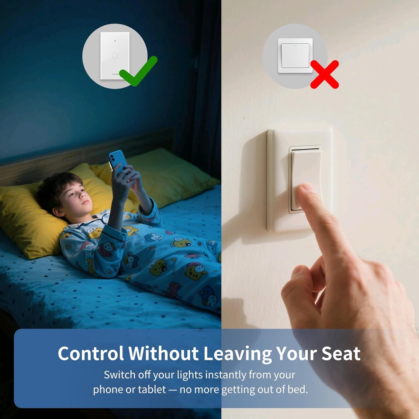 Smart Matter Light Switch, 2.4G Wifi Touch Wall Switch (Neutral Wire Required), Single-Pole Smart Switch Works with Apple Home, Alexa, Google Home & Smartthings, Tempered Glass Panel, White