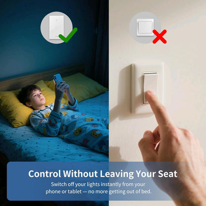 Smart Matter Light Switch, 2.4G Wifi Touch Wall Switch (Neutral Wire Required), Single-Pole Smart Switch Works with Apple Home, Alexa, Google Home & Smartthings, Tempered Glass Panel, White