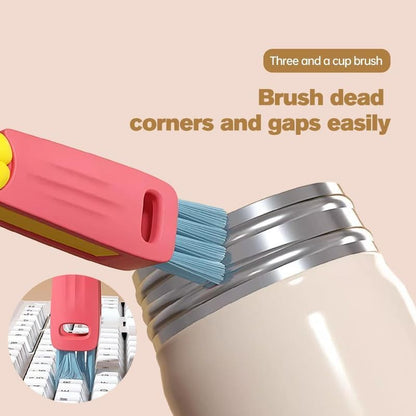 3 in 1 Cup Lid Gap Cleaning Brush, Multifunctional Bottle Brush, Cup Lid Gap Cleaner, Home Kitchen Crevice Cleaning Brush Tools (Green)