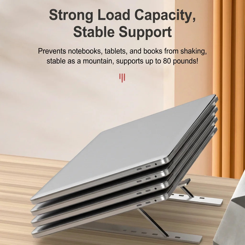 Foldable Aluminum Laptop Stand - Adjustable Portable Notebook Riser,Ergonomic Desktop Holder for Macbook, Dell, HP & All Laptops