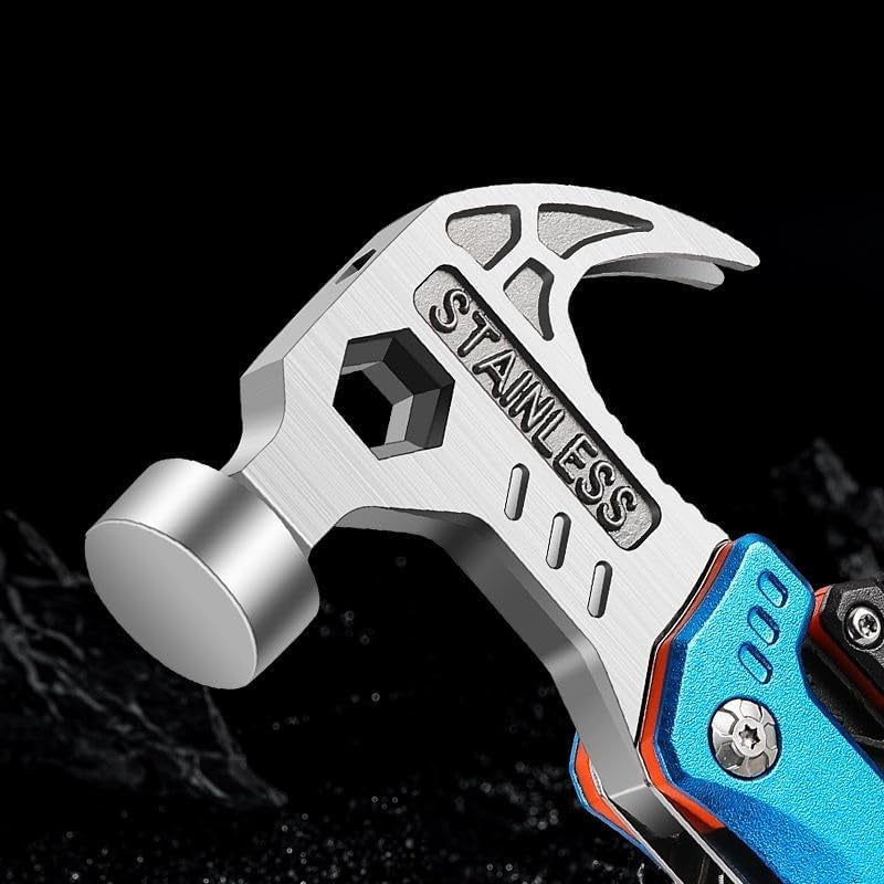 Steel Multifunction Tool, Aluminum Alloy and Stainless Steel Construction, Blue Compact Multi Tool with Folding Design, Portable Utility Gadget for Home, Outdoor, Camping, and Travel Use