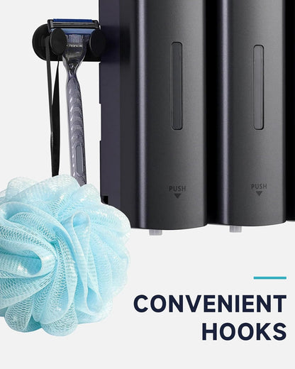 3 Chambers Shower Shampoo and Conditioner Dispenser 3 X 11.8 Fl.Oz. for Bathroom(Dark Silver)