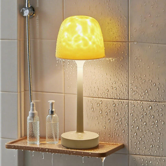 Shower Lamp - Waterproof Bathroom Lamp with 16 Color Ocean Wave Projector, Rechargeable Shower Light with Touch & Remote Control, Cordless Light for inside Shower/Bathtub