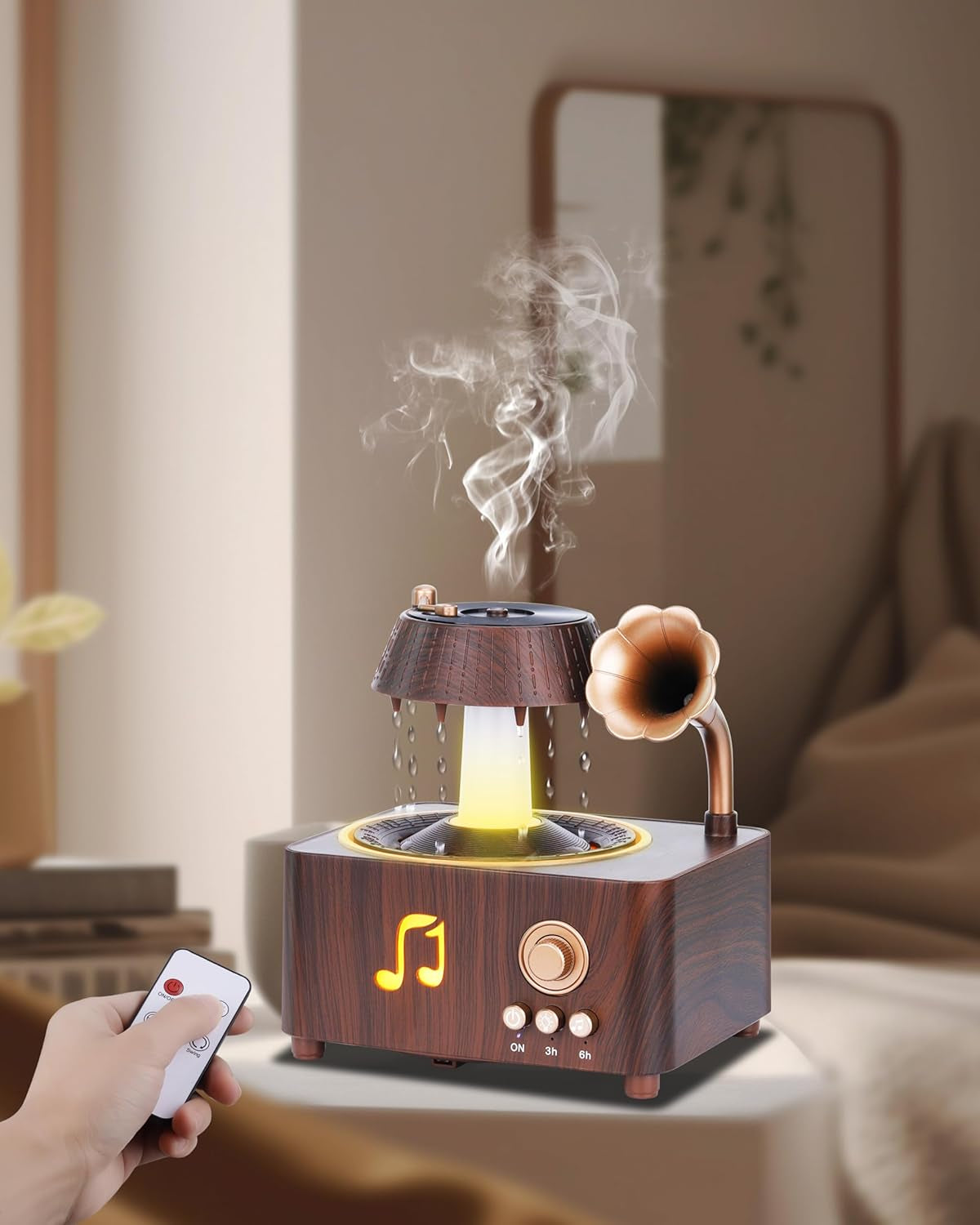 Essential Oil Diffuser, Humidifiers for Bedroom, 250Ml Cool Mist Rain Diffuser, 7 Colors LED Ambient Light & Auto Shut-Off When Water Runs Out, for Office, Study Room, Yoga, Relaxation & Home