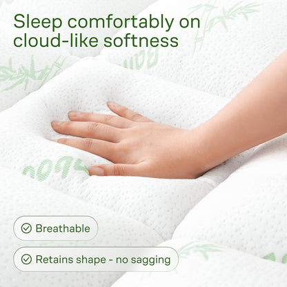 Niagara Ultra Soft Queen Size Mattress Topper - Viscose Made from Bamboo Pillow Top Mattress Pad for Back Pain Relief - Naturally Cooling for Hot Sleepers, Green