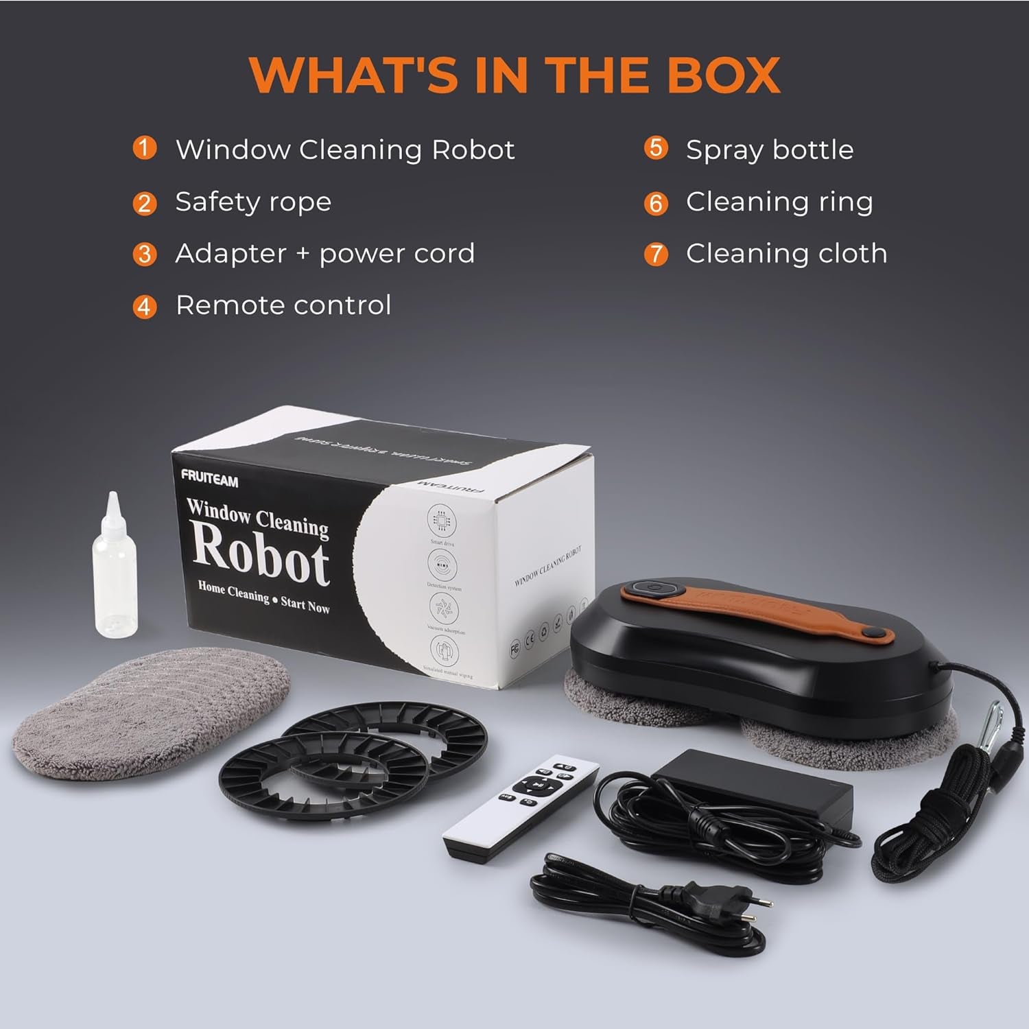 Window Cleaning Robot with Dual Water Spray, APP and Remote Control, Automatic Window Cleaner with Leather Belt for Frame Glass, Triple Safety System, Smart Path Detection