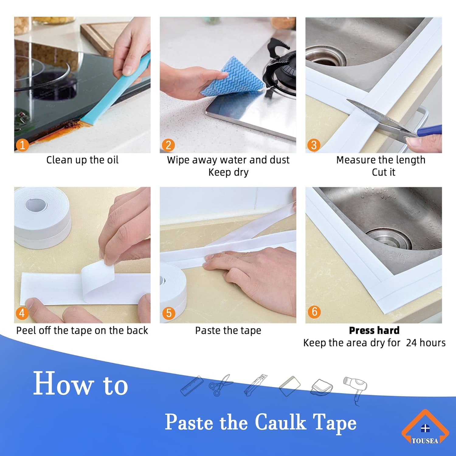 Professional Waterproof Caulk Strip - Self Adhesive White Sealing Tape for Toilet, Tub, Wall Edge - Decorative Wall Trim & Peel and Stick Backsplash Finisher - Renter Friendly, Easy Install